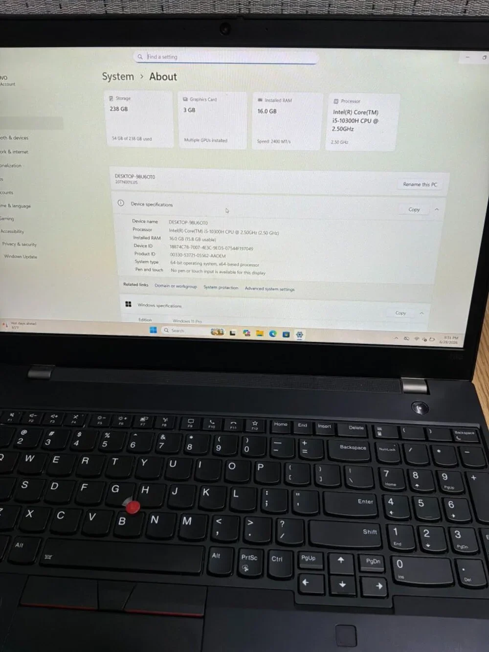 Lenovo ThinkPad T15p Gen 1 15.6